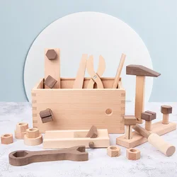Maison de jeu pour garçon de plus de 3 ans, jouet de haute qualité, non peint, capacité pratique, artisan, boîte de réparation, écrou, boîte à outils en bois 