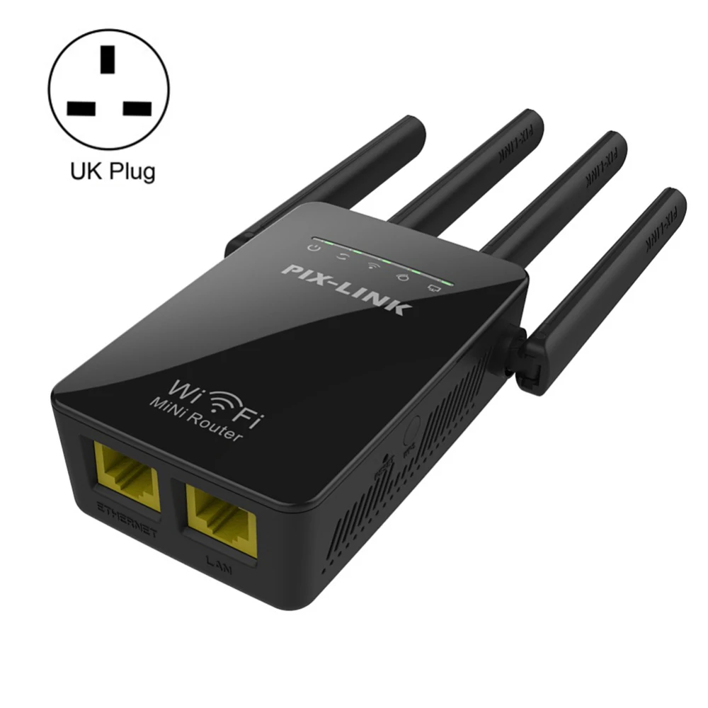300Mbps Wireless WIFI Repeater Booster Extender WIFI Router Home Network 802.11b/g/n RJ45 2 Ports Wilreless-N Wi-fi - Color: Black