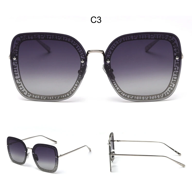 HBK Square Rimless Sunglasses Women Paris Luxury Sun glasses Man Brand Fashion Letter Hollow Out Vintage INS Glasses