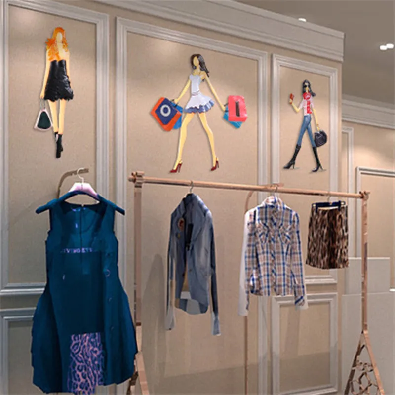 

Creative Fashion Girl Abstraction Stereoscopic Iron Sheet Pendant Clothes Shop Background Wall Art Decorations X2679