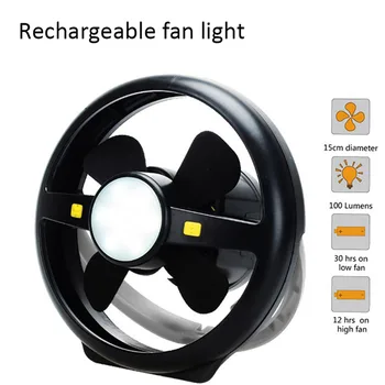 

Camping Travel Lantern Tent Lamp And Fan With Hanging Hook Powered By LED Fan Light Outdoor Camping