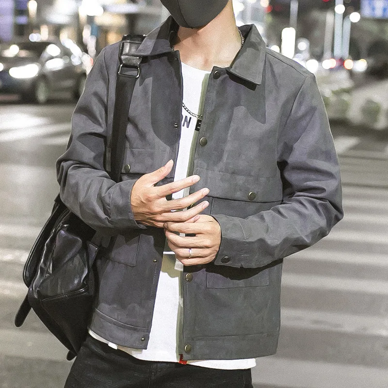 

Coat men's spring and autumn 2021 new Korean fashion casual jacket men's Hong Kong cardigan youth jacket men's wear