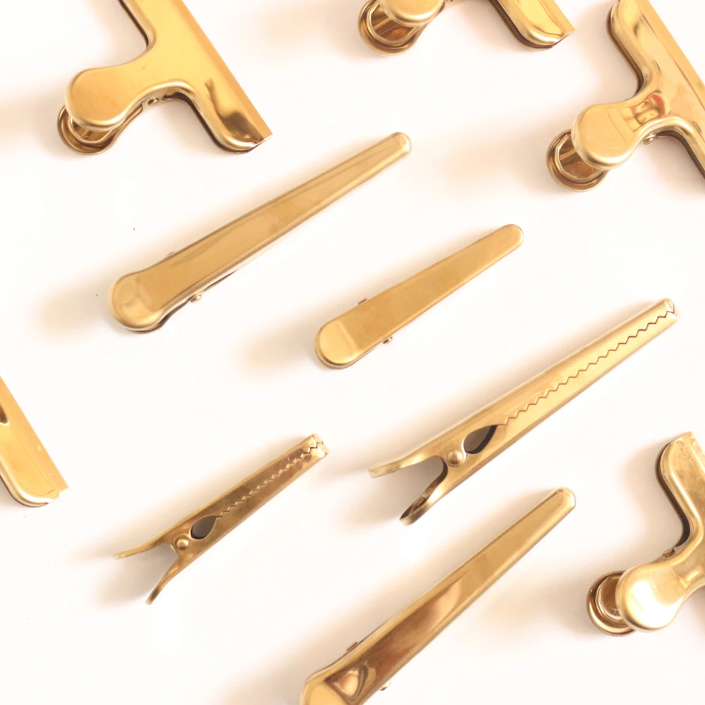 Domikee Original Metal Copper Plating Office Student Clamp Stationery