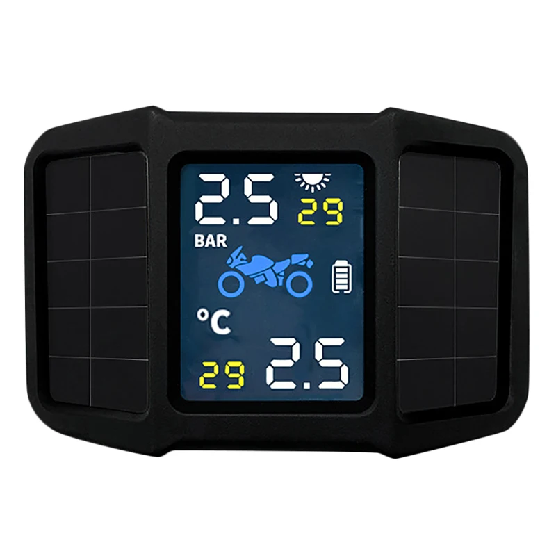 Solar Charging Motorcycle TPMS Motor Tire Pressure Temperature Monitoring Alarm System with 2 External Sensors | Автомобили и