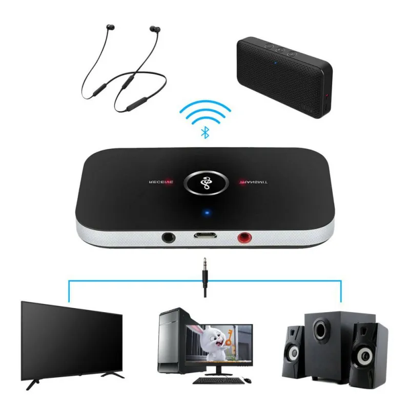 High quality 2 In 1 Bluetooth Transmitter Receiver 3.5mm Aux Wireless Stereo Audio Adapter Black Bluetooth 4.1Faster Hote