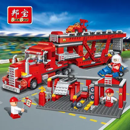 

Banbao 8762 Container Truck Transport 718 pcs Plastic Model Building Block Sets Educational DIY Bricks Toys Christmas gift