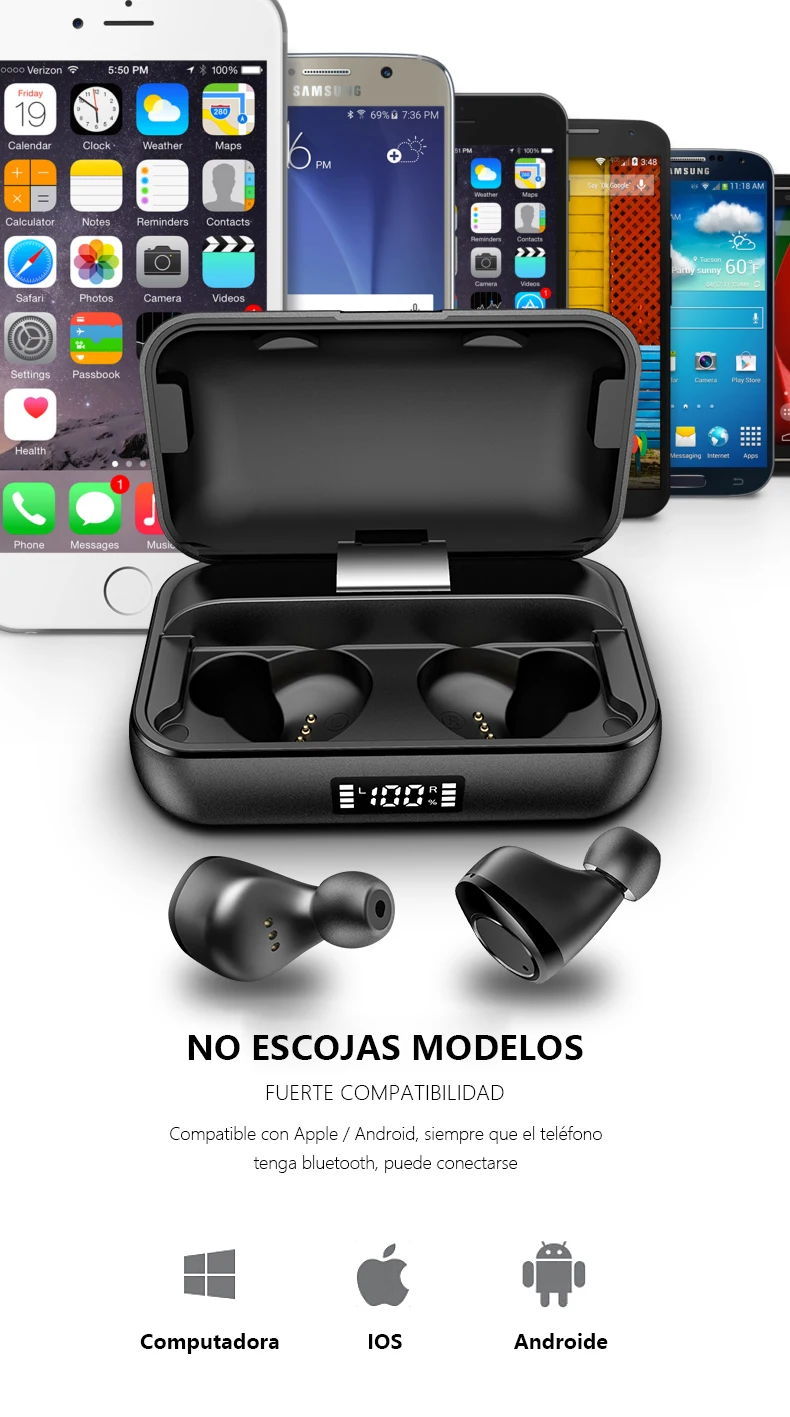 Mitvaz X13 S Verdaderos auriculares estereo inalambricos Auriculares 2600mAh Banco de Energy rojo dorado