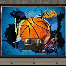 3D мультфильм Баскетбол сломанная Настенная роспись граффити обои детская спальня бар фон настенная живопись современные обои