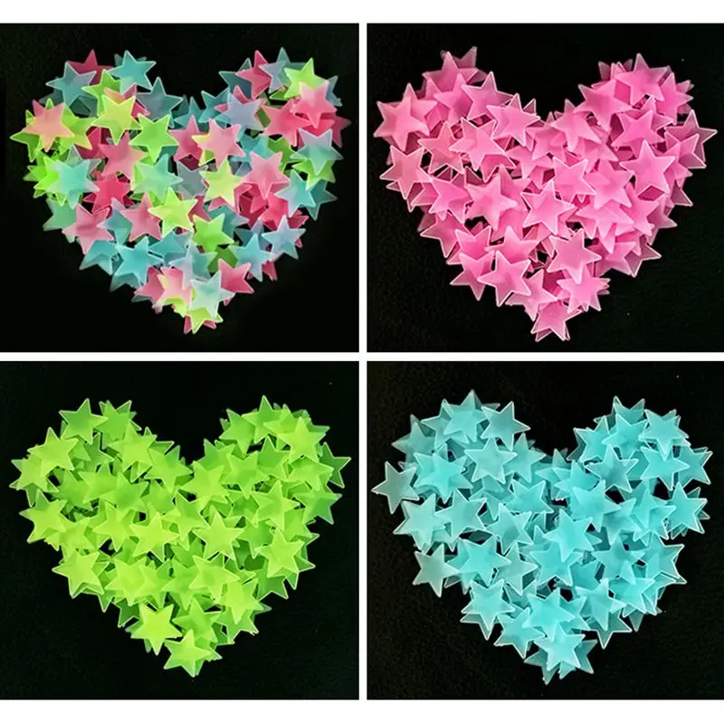 100Pcs 3D Stars Glow In The Dark Adesivi Murali Adesivi Murali Fluorescenti Luminosi Per Bambini Baby Room Camera Da Letto Soffitto Decorazioni Per La