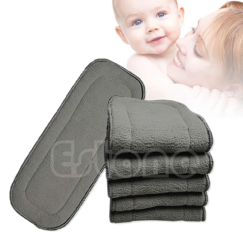 

Bamboo Fiber Charcoal Washable Cloth Nappies Diaper Insert Reusable 5 Layers