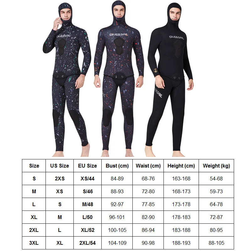 DIVE&SAIL Combinaison Thermique à Capuchon Épais de Surf et de Plongée de 3 mm pour Hommes Combinaison Noire et Grise résistante à l'usure en Tailles M, L, XL, XXL, XXXL acheter à