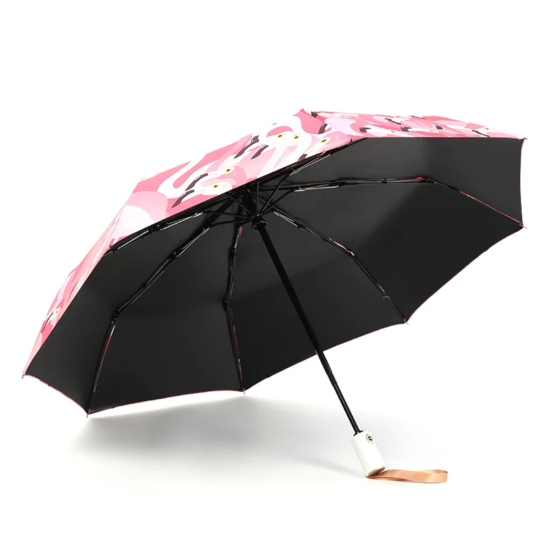 Полностью автоматические зонты Фламинго женский Корея Солнечный и Зонт от дождя для девочки свадебный подарок вечерние подарки оптом