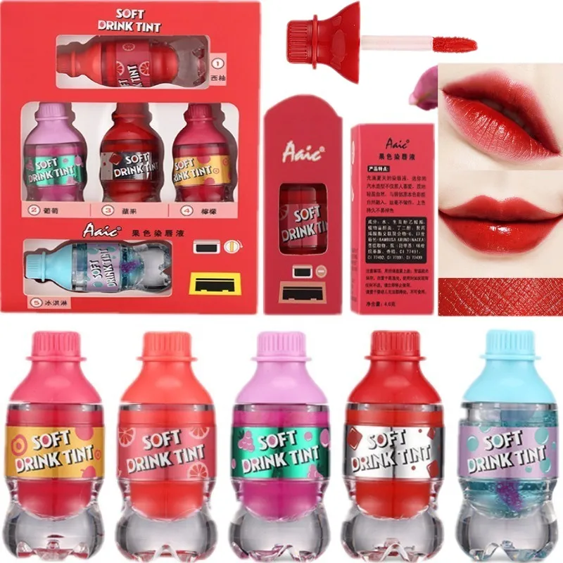 

Hot 5 color idol lip dye soft drink lipstick long-lasting dye matte lip gloss pretty cute factory lip gloss
