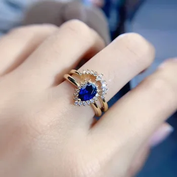 

925 Sterling Silver 100% Natural And Real Sapphire Gemstone Wedding Engagement Rings for Women Fine Jewelry Gift Wholesale