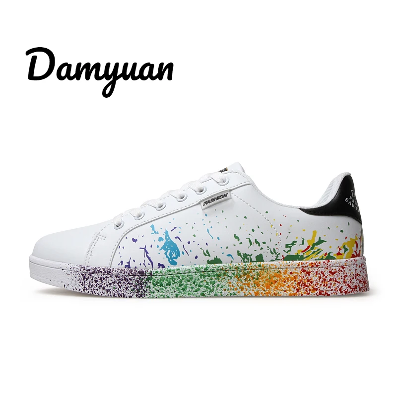 Черный Damyuan/Новинка года; модные классические удобные дышащие Повседневные Легкие белые туфли из искусственной кожи для мужчин и женщин; размер 46 - Цвет: Черный