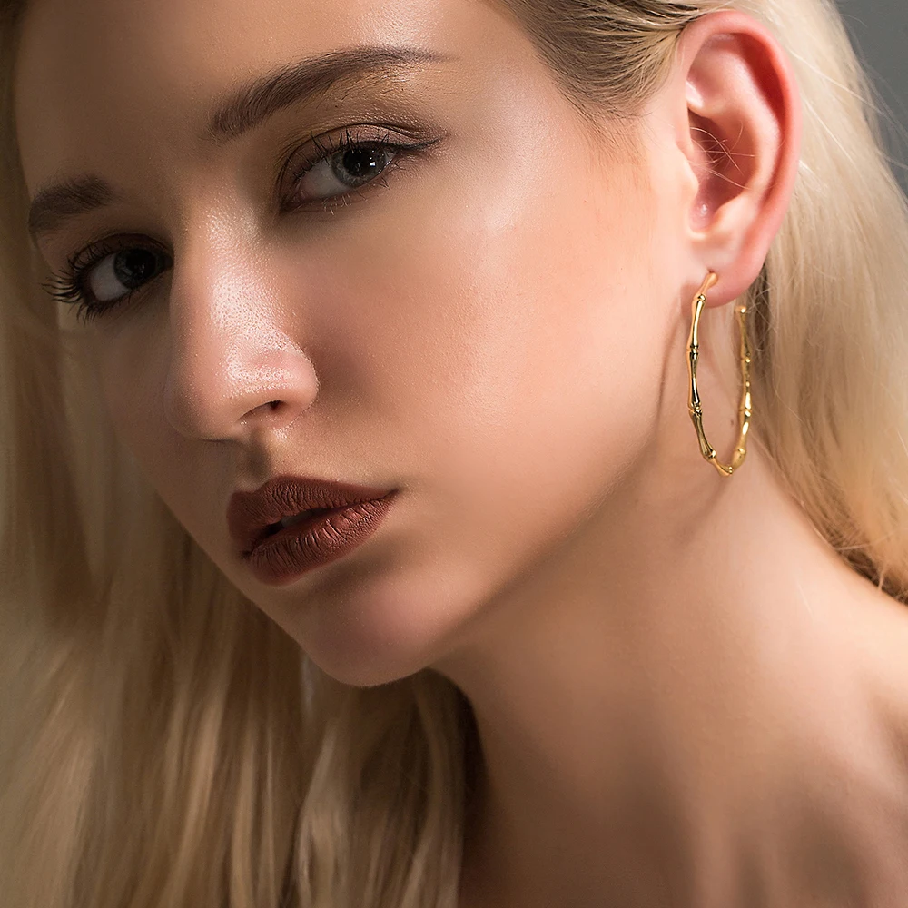 SUPERWEAR большие серьги кольца для женщин желтое золото цвет кости бамбук большая