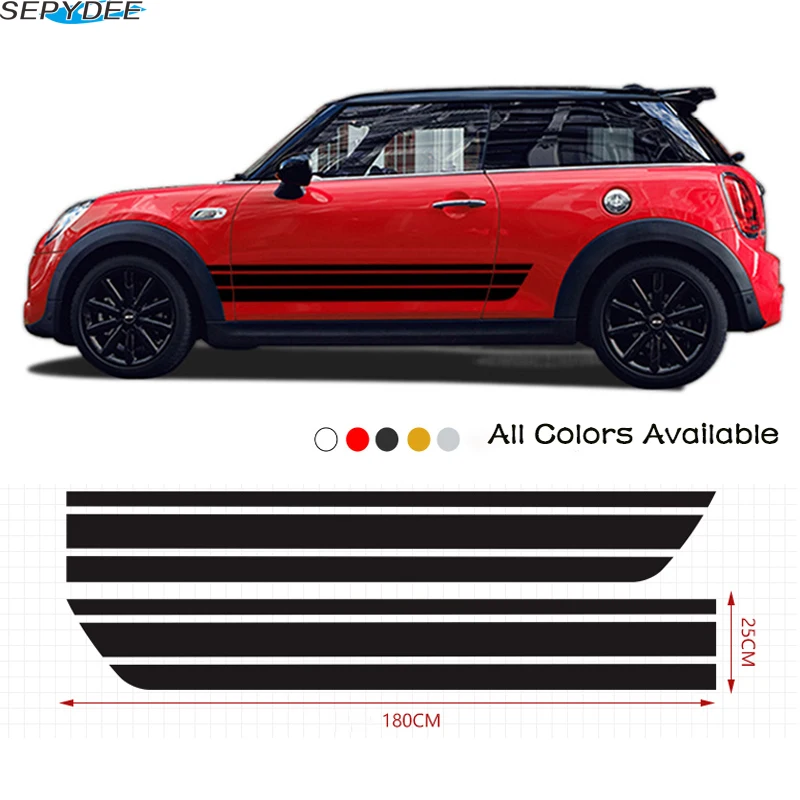 

2Pcs Car Stickers Body Door Side Skirt Stripes Decals Sticker For MINI COOPER S JCW Countryman Clubman F55 F56 F60 Car Styling
