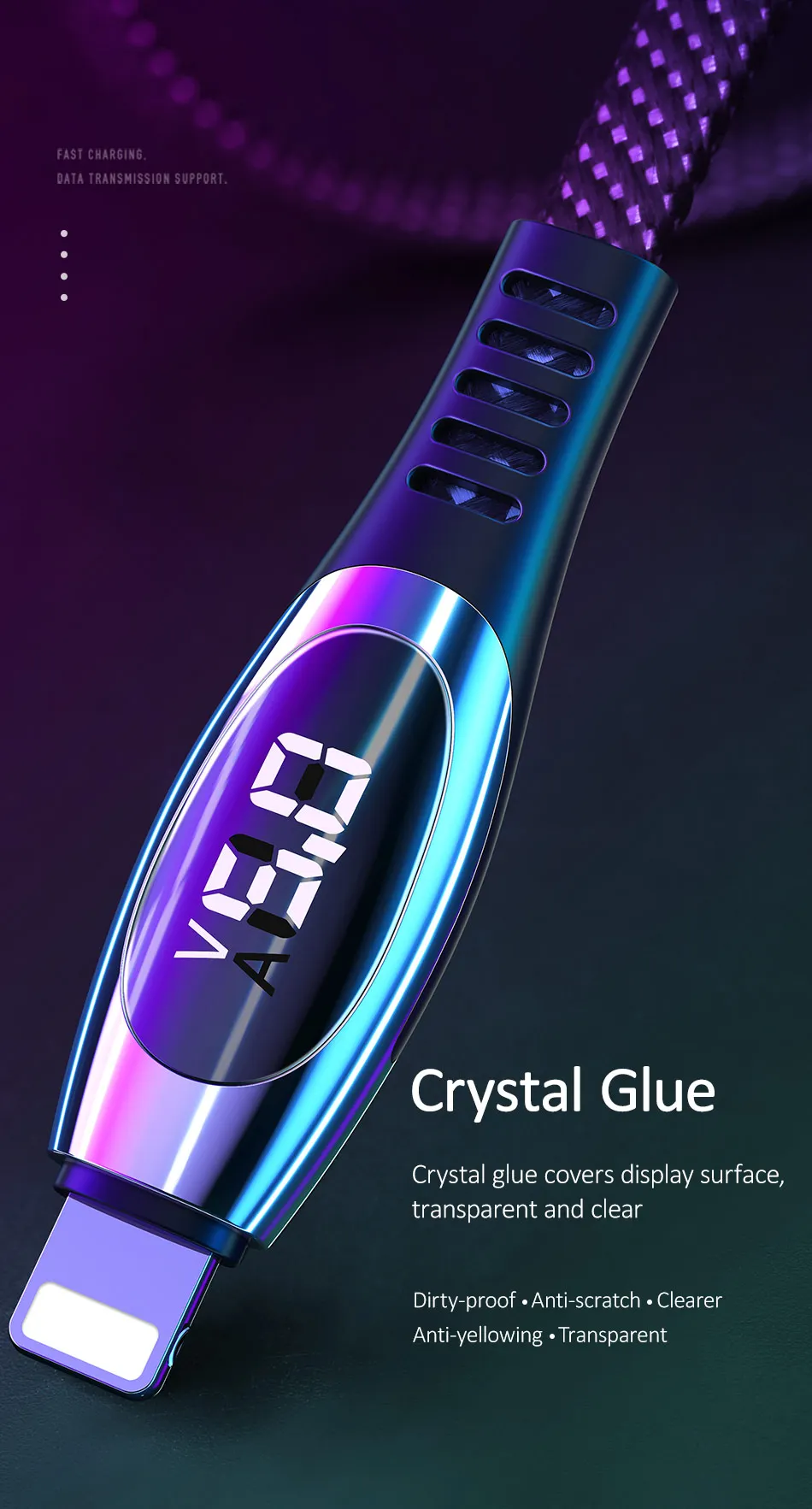 USAMS USB кабель для iPhone X XS XR XS Max 8 7 6 6s Plus кабель для мобильного телефона 2A быстрое зарядное Освещение кабель с цифровым дисплеем