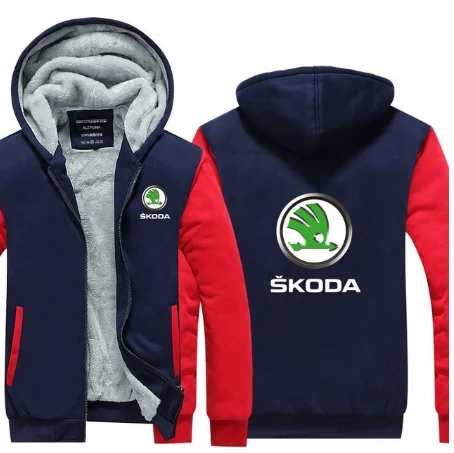 M-5XL плюс бархат утолщаются мужской для Skoda Толстовка Мужское зимнее пальто размера плюс 5 цветов куртки v - Цвет: 4
