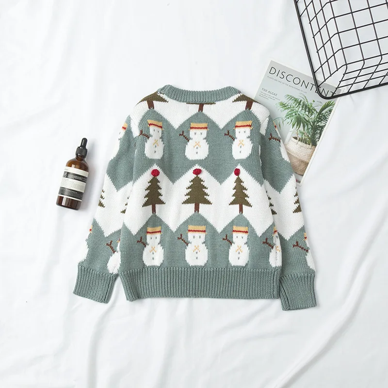 New Autumn and Winter Cotton Knit Christmas Sweater Mommy and Me Clothes Family Matching Clothes