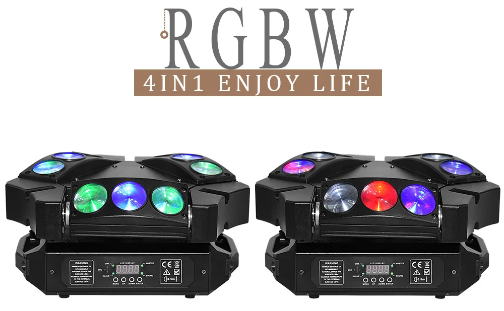 Движущаяся голова Мини Паук Led 9x12 Вт RGBW Луч светодиодное Освещение сцены DMX 512 Паук свет хорошо для ди-джей в ночном клубе вечерние (6 шт./лот)