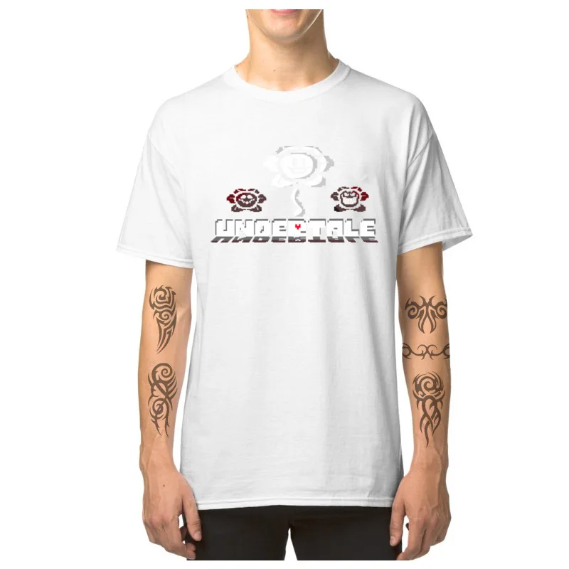  Adult T Shirt Flowey__6169 Unique Tees Cotton Round Neck Short Sleeve Fitness Tight Tee Shirt Summer/Fall Free Shipping Flowey__6169 white