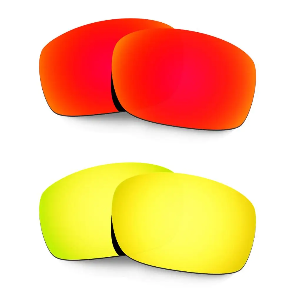 

HKUCO For X Squared Sunglasses Polarized Replacement Lenses 2 Pairs Red & Gold
