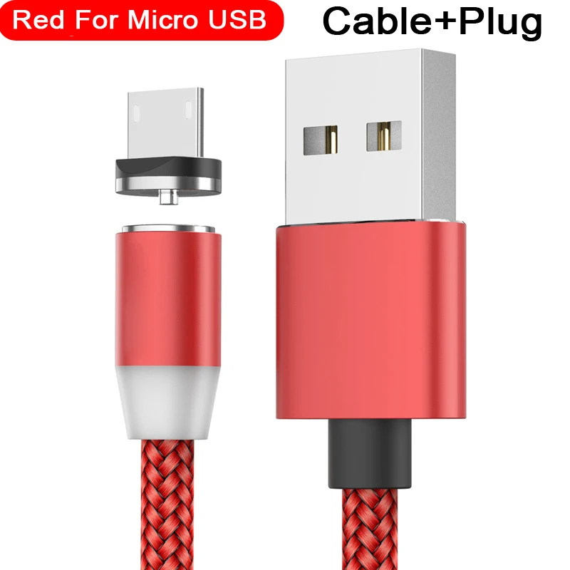 Магнитный кабель USB для быстрой зарядки кабель usb type C Магнитный кабель для зарядки данных Micro USB кабель для мобильного телефона USB шнур - Цвет: Micro Red