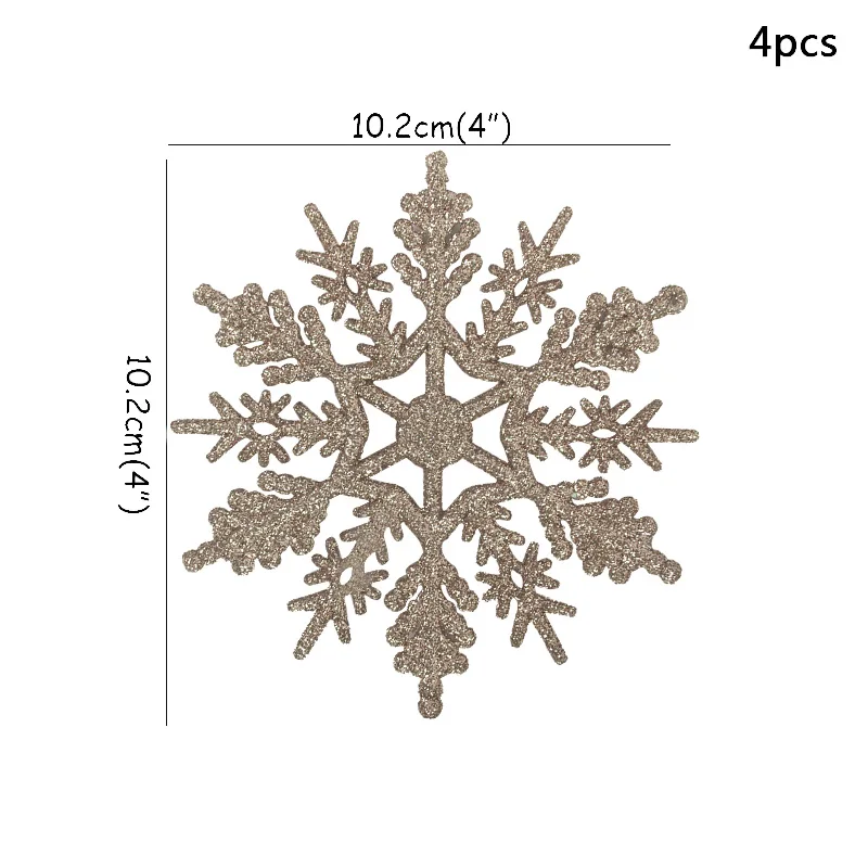 4 шт 10 см Золотой Серебристый блестящий порошок рождественские орнаменты снежинки Рождественские снежинки Декор для дома рождественские вечерние украшения - Цвет: 4pcs style C