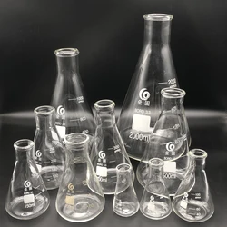 Frasco erlenmeyer de vidro engrossado, frasco cônico para laboratório, borosilicato 3.3, resistência a altas temperaturas, vidro de medição