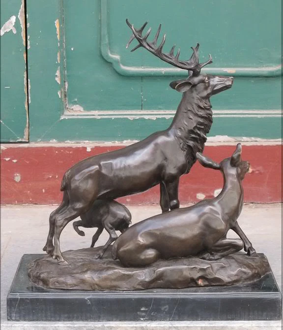 17"Western Bronze ART Statue pronghorn buck does funny things Deer animal