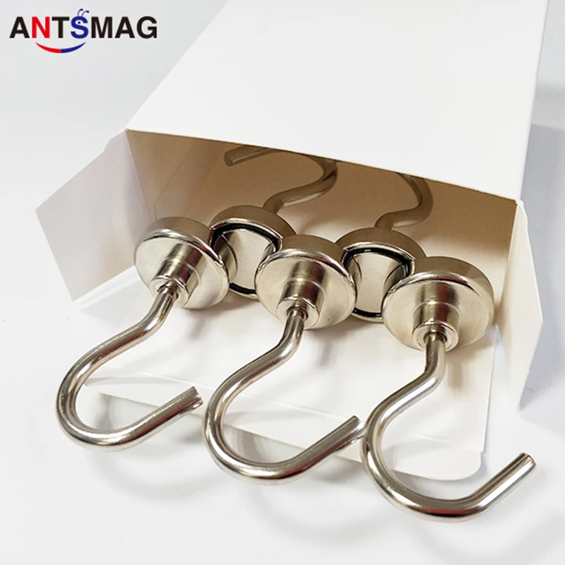 Magnetic Hooks Large With 3m Stickers 80lb Strongest Heavy Duty Neodymium Hanging Utility Hooks Multi Purpose 5 Pack