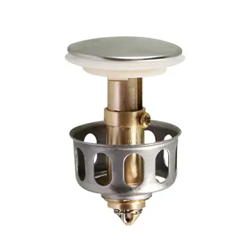 

Basin Pop-up Drain Filter Hand-washing Basin Accessory Stainless Steel Push-type Bounce Core Leak Plug