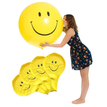 

1pcs cute Large size 36inch Balloons Smiley Face Expression Yellow Latex Balloons Party Wedding Kid Cartoon Inflatable Balls