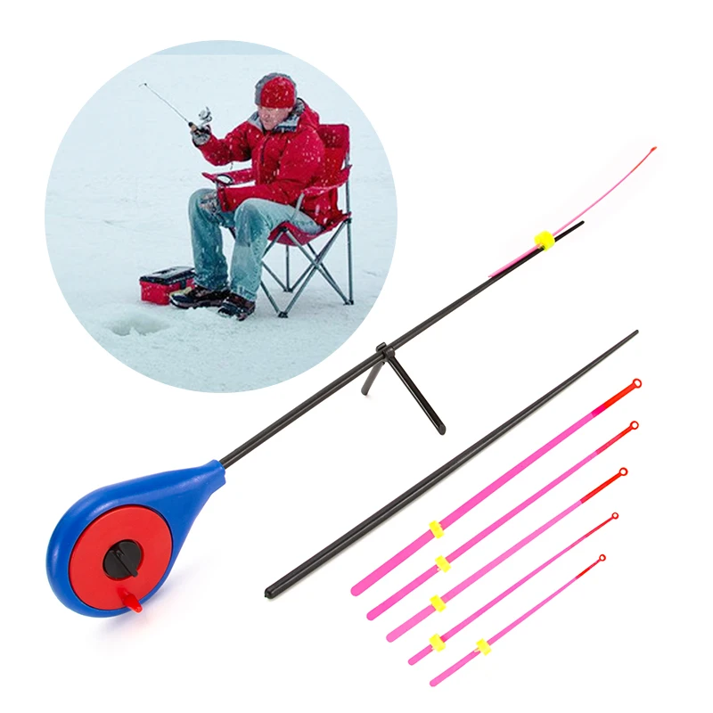 

Winter Ice Fishing Rod Combo Mini Portable Fishing Rods Rod Ultralight ABS Light-weighted Ice Fishing Rods Yellow Blue