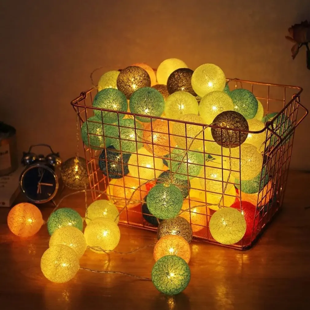 20Led гирлянда с хлопковым шаром, для свадьбы, Рождества, дня, фонарь, гирлянда, Ins, скандинавские лампы для украшения дома