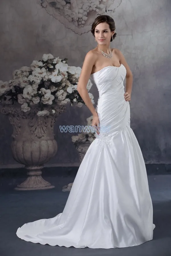 

free shipping 2017 new design hot custom size bridal gown sweetheart plus size train white married dress mermaid wedding dresses