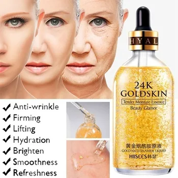 

24K Face Gold Essence Skin Whitening Anti Aging Wrinkles Shrink Pores Serum Oil Control Facial Essence сыворотка для лица