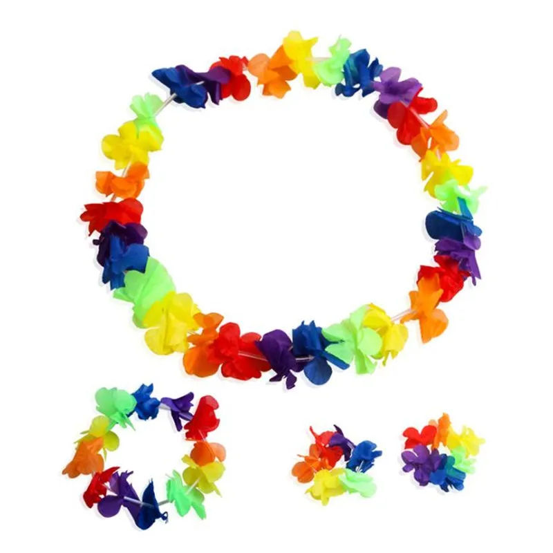 

Детская повязка на голову Hawaii Flower Lei Hula, гирлянда, ожерелье, венок, напульсники, нарядное платье, праздничные вечерние рождественские украшения