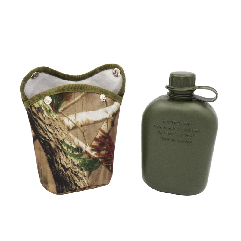 

1 Liter Outdoor Sports Camouflage Cloth Set American-Style Kettle Portable Mini Large Capacity Water Bottle Camping Hiking Pocke