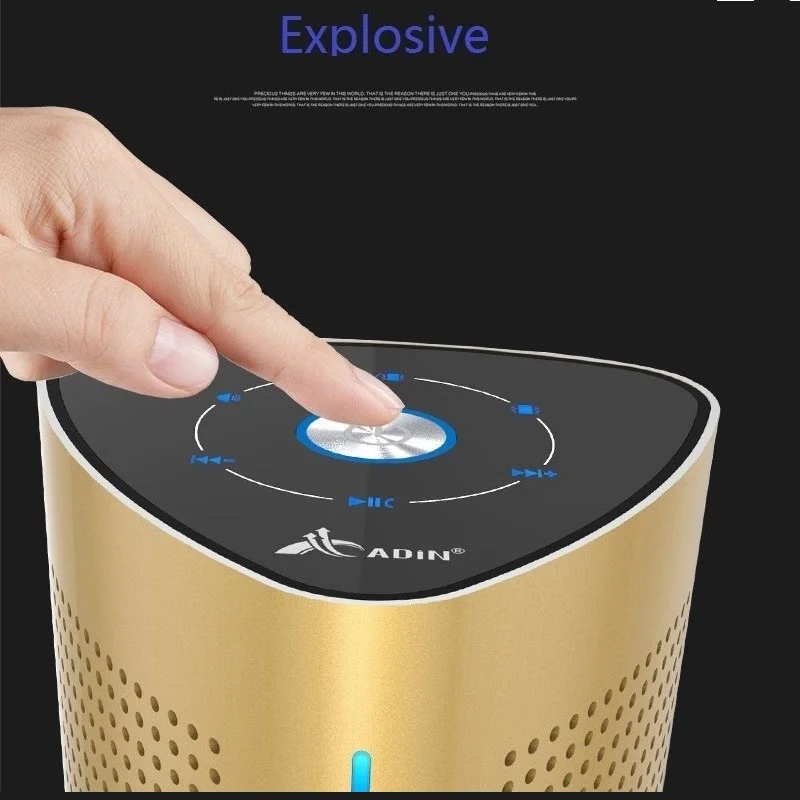 Портативный динамик NFC 36 Вт беспроводной с вибрацией и Bluetooth s ADIN V8 золотистый