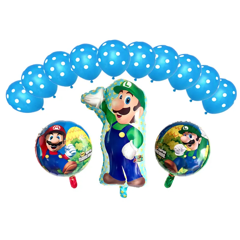 13 шт./лот 60*45 см воздушные шары "Супер Марио" 18 дюймов синий красный Звезда круглые шары День рождения Mario Bros Mylar воздушный шар украшения - Цвет: Темно-синий
