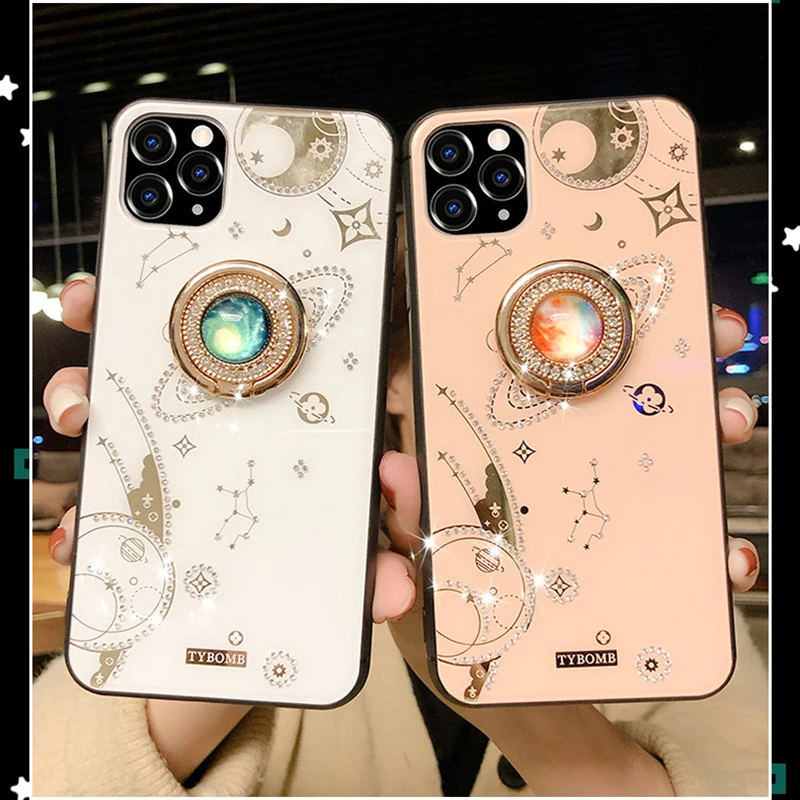 Звездные Стразы противоударный чехол для iPhone 6 6S 7 8 Plus X 11 Pro Max с кольцом-держателем