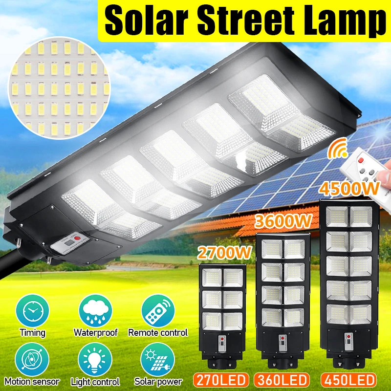 3600W Solar Street Road Light Motion Sensor+RemoteControl Outdoor Yard