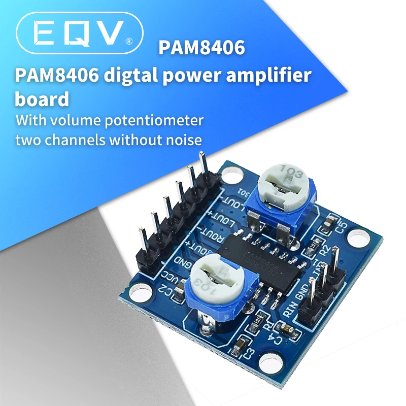PAM8406 Digital Amplifier Board With Volume Potentiometer 5Wx2 Stereo M70 | Электронные компоненты и