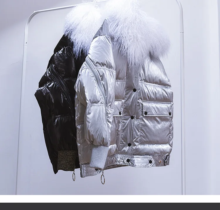 Female Down Jacket Loose Korean Beach Wool Large Fur Collar Down Jackets Women Parka Short Student Down Winter Coat NS1570