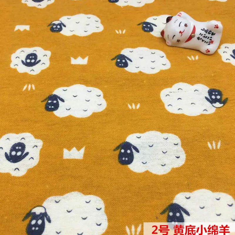 2 yellow sheep Постельное белье из хлопка с изображением мультяшного кролика овец Улитка оранжевого цвета, в цветочек, в горошек, из мягкой ткани, для "сделай сам" для детей, осенняя одежда, домашняя одежда платье шарф - Цвет: 2 yellow sheep
