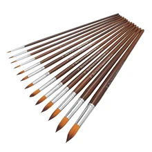 13 шт., акриловый набор кистей для рисования с длинной ручкой круглой формы, школьные акварельные масляные краски, канцелярские принадлежности