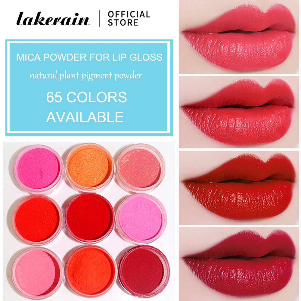 65 Colors Mica Powder For Lip Gloss DIY Lipstick Pigment Powder for Epoxy Resin Soap Making Slime Homemade Lipgloss Supplies lip gloss