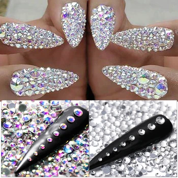 

1440pc SS6-SS20 Hotfix Rhinestone Flatback Glass Nail Strass Crystal AB White Stones For Nails 3D Nail Art DIY Decoration LA1610